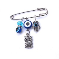 For Women Men Jewelry Evil Eyes Owl Cat Charms Brooch Pin Crystal Buckle Clips Life Of Tree Fatima Hand Eye Brooch Pin